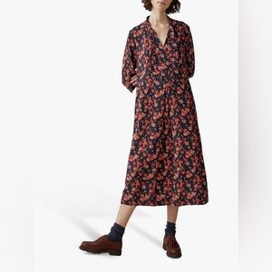 Toast Prairie Floral Print Dress, Slate/Coral size 8